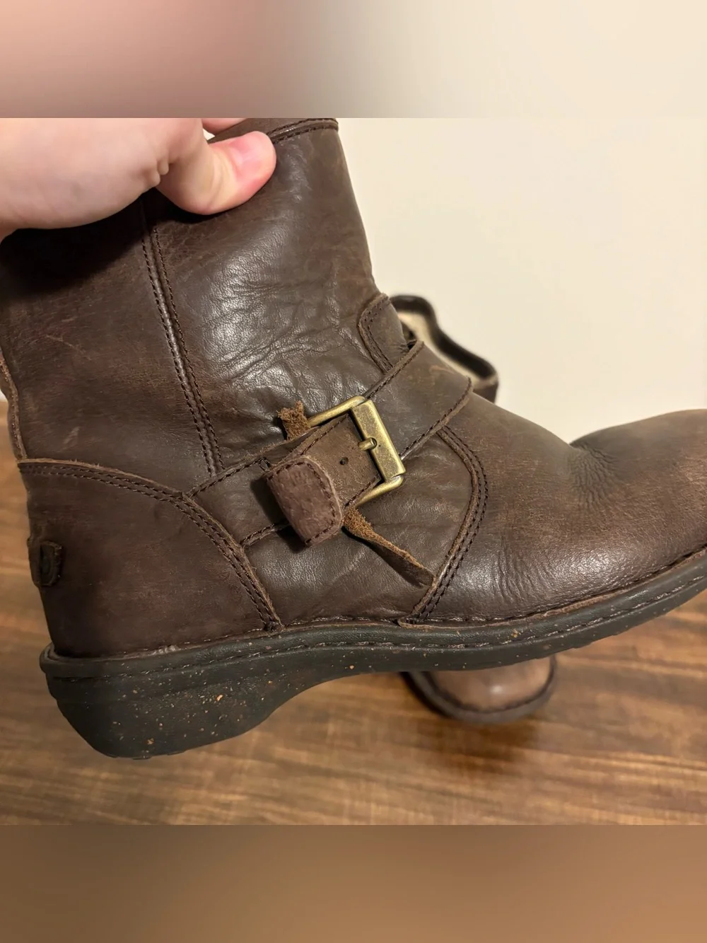 Ugg Bryce Brown Leather Moto Boot size 8